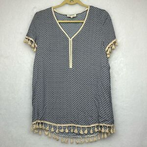Summer Dress Coverv Up Short Sleeve - Tassel - Short Dress - Loose Fit Sz S